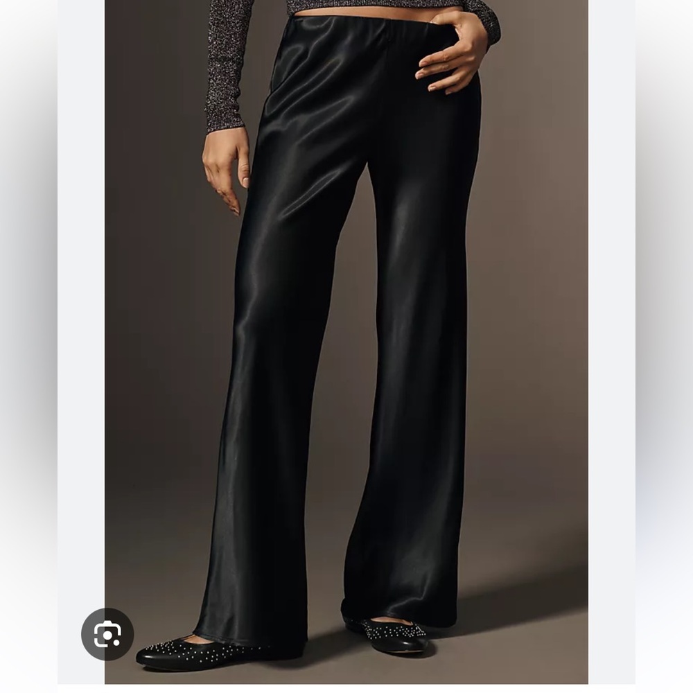 Satin Wide-Leg Women’s Pants in Black